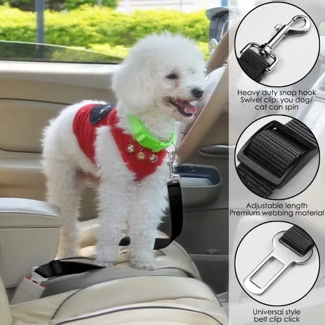 Dog Cat Car Safety Belt Adjustable Leash Vehicle Seat Belt Magic Clip