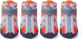 Dog Shoes for Small Medium Dogs,Dog Boots & Paw Protectors for Hot Pavement and Winter Snow,Anti-Slip Rubber Dog Booties for Outdoor Walking and Indoor Hardfloors(Orange-Size 2)