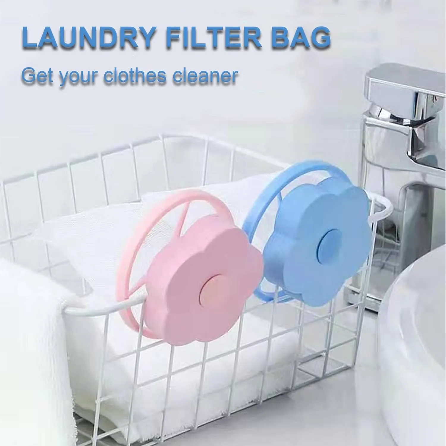 Floating Hair Filtering Mesh Removal, 2025 New Upgrade Reusable Pet Hair Remover for Laundry, Laundry Pet Hair Catcher for Washing Machine (6, Blue Pink)