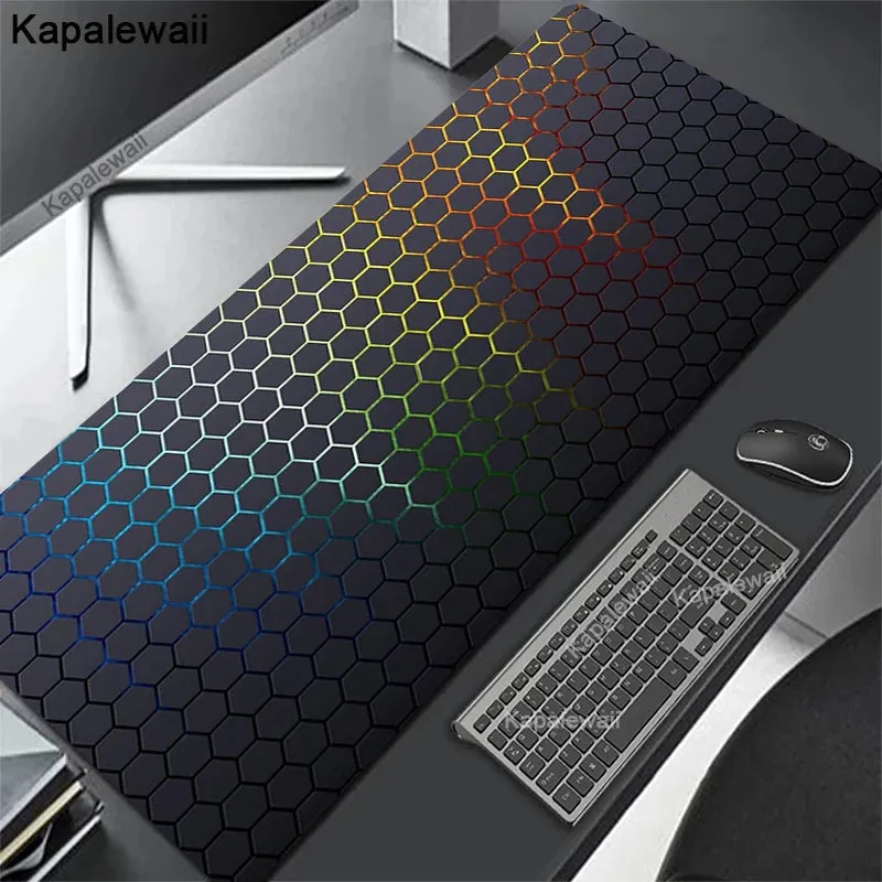 Geometric Large Gaming Mousepads- XXL Keyboard Mats-Black Desk Pad