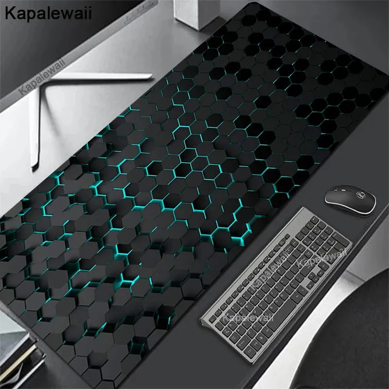 Geometric Large Gaming Mousepads- XXL Keyboard Mats-Black Desk Pad