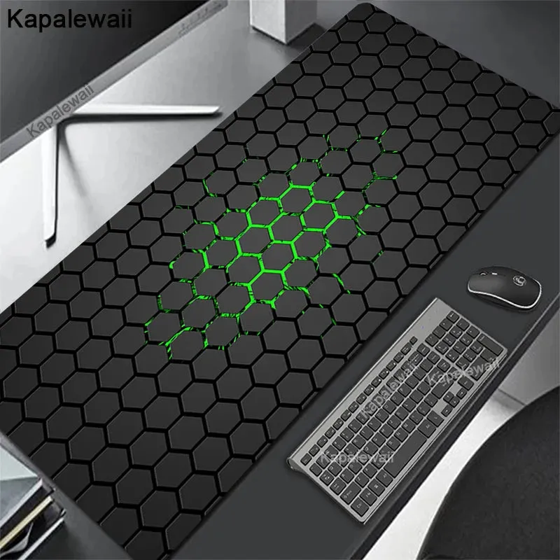 Geometric Large Gaming Mousepads- XXL Keyboard Mats-Black Desk Pad