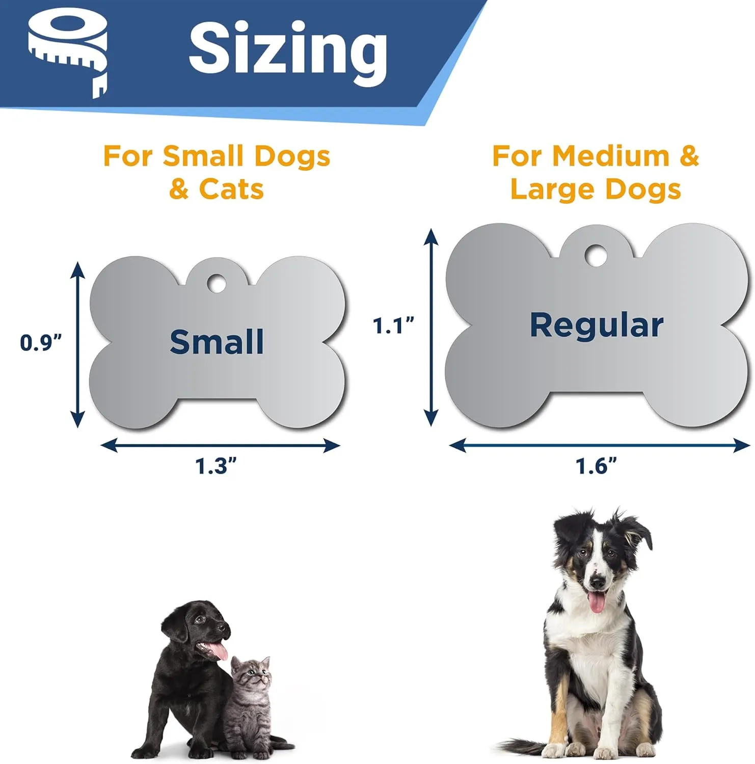 GoTags Stainless Steel Pet ID Bone Shaped Tags with Enamel Paw Design, Personalized Dog and Cat Tags, Up to 5 Lines of Custom Text, Engraved on Both Sides (Sage, Regular)
