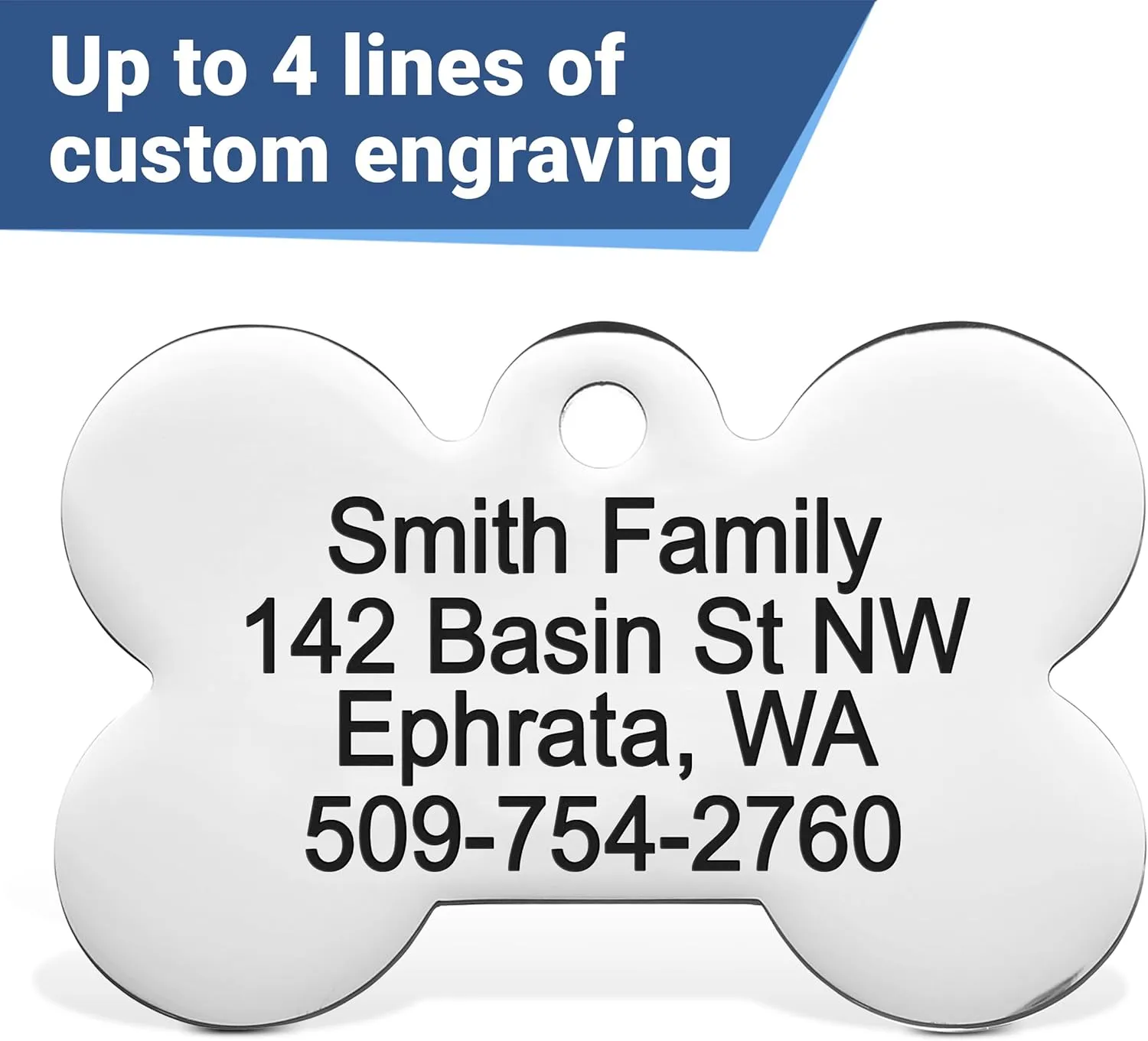 GoTags Stainless Steel Pet ID Bone Shaped Tags with Enamel Paw Design, Personalized Dog and Cat Tags, Up to 5 Lines of Custom Text, Engraved on Both Sides (Sage, Regular)