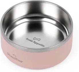 GrandTies Stainless Steel Engraved Pet Bowl | Reusable BPA-Free Insulated Cat & Dog Bowls | Large Heavy Duty Non Skid Spill Proof Dog Bowl | Outdoor Dog Water Bowl (18oz, Peach Crme)