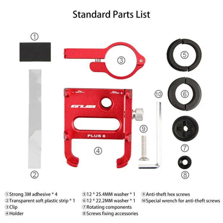 GUB Plus 6 Aluminum Alloy MTB Bike Bicycle Phone Holder(Red)