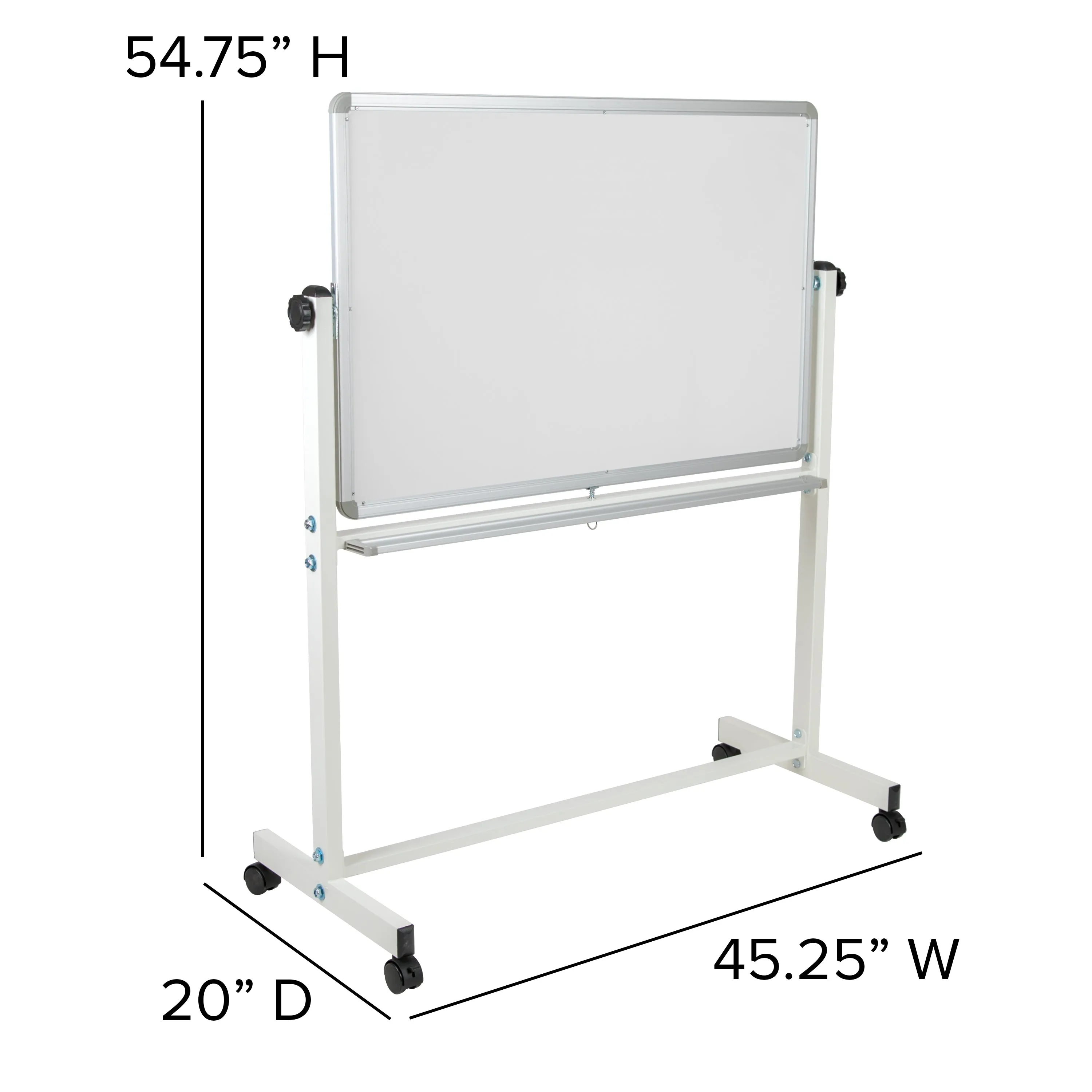 HERCULES Series 45.25"W x 54.75"H Double-Sided Mobile White Board with Pen Tray