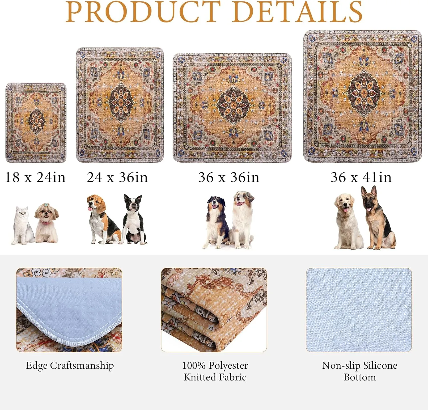 Homimp Washable Pee Pads for Dogs, 2 Pack Reusable Puppy Pads Waterproof, Absorbent and Leakproof Dog Pee Pads, Non Slip Puppy Training Pads, Pet Mat for Floor,Crate,Couch,Whelping,Khaki, 24"x36"