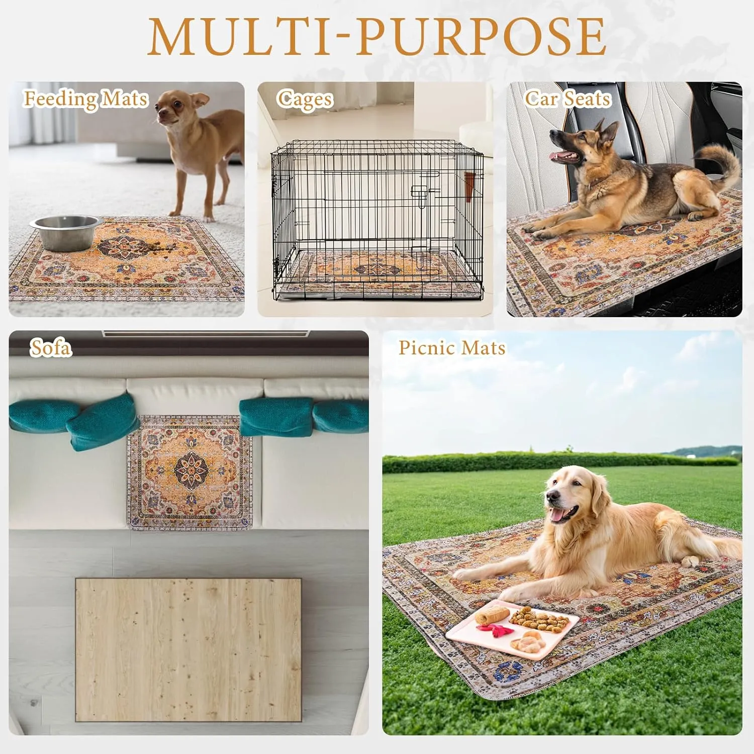 Homimp Washable Pee Pads for Dogs, 2 Pack Reusable Puppy Pads Waterproof, Absorbent and Leakproof Dog Pee Pads, Non Slip Puppy Training Pads, Pet Mat for Floor,Crate,Couch,Whelping,Khaki, 24"x36"