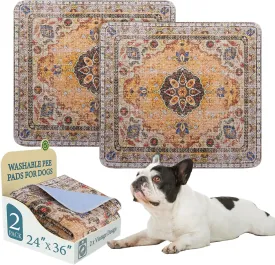 Homimp Washable Pee Pads for Dogs, 2 Pack Reusable Puppy Pads Waterproof, Absorbent and Leakproof Dog Pee Pads, Non Slip Puppy Training Pads, Pet Mat for Floor,Crate,Couch,Whelping,Khaki, 24"x36"