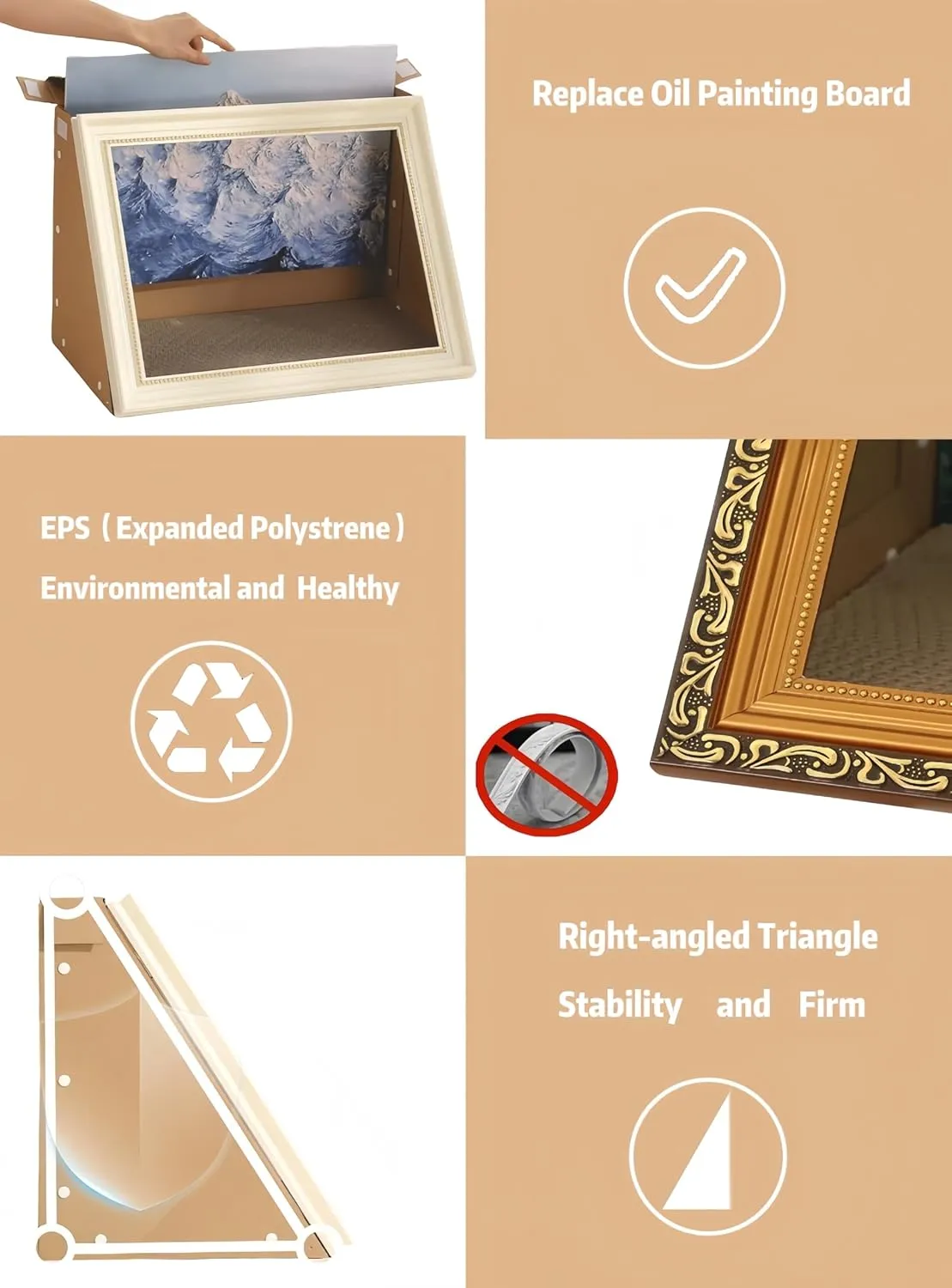 Horizontal Oil Painting Cat Bed & Scratcher - Durable Art Frame with Replaceable Art, Cat House for Indoor Cats Simple-Assembled Bed Creative Home Decoration(Starry Night &Sunflower)