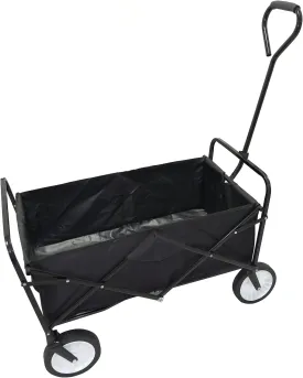 HTTMT- Black Multifunction Folding Wagon Cart Outdoor Portable Wheels for Utility,Camping,Grocery,Shopping,Kid Carry,Picnic,Beach,Garden [P/N: ET-TOOL038-BK]
