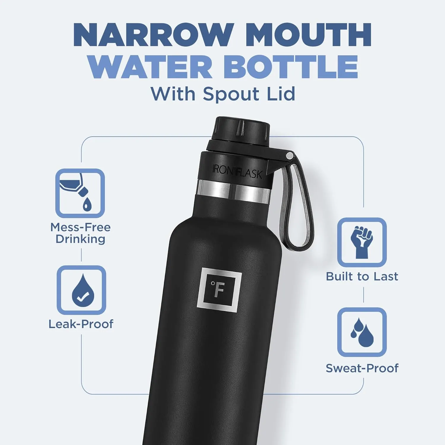IRON FLASK Camping & Hiking Hydration Canteens - 3 Lids (Narrow Straw Lid) Leak Proof Vacuum Insulated Stainless Steel - Hot & Cold Double Walled Sports Water Bottle - Rose, 20 Oz