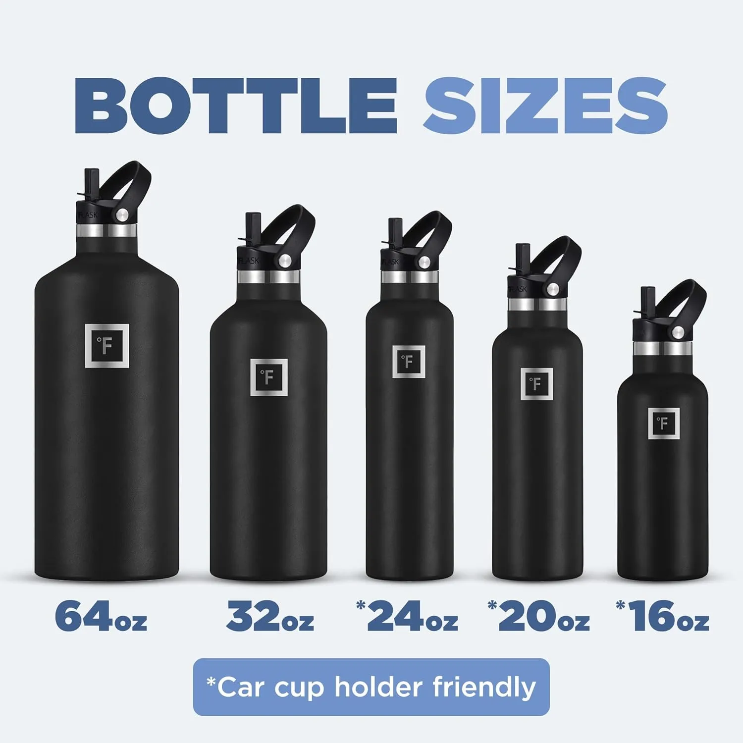 IRON FLASK Camping & Hiking Hydration Canteens - 3 Lids (Narrow Straw Lid) Leak Proof Vacuum Insulated Stainless Steel - Hot & Cold Double Walled Sports Water Bottle - Twilight Blue, 24 Oz