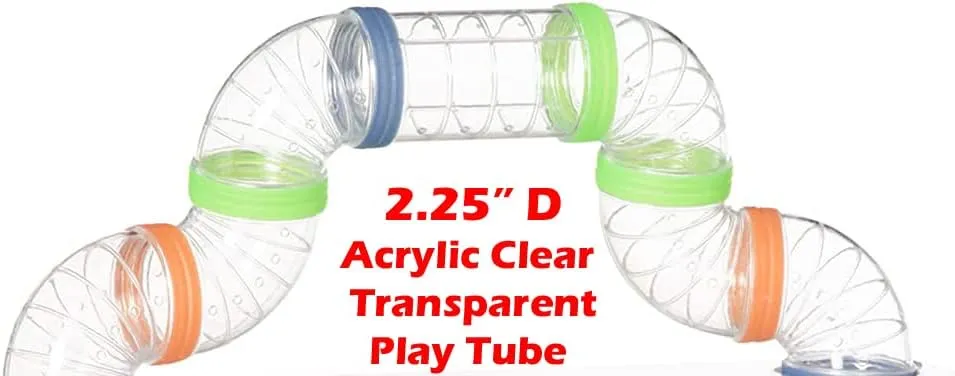 Large Twin Tower 5-Levels Crossing Level Tube Habitat Syrian Hamster Rodent Gerbil Mouse Mice Rat Wire Animal Cage Complete Accessories Hide House Running Wheel Deep Acrylic Clear Base