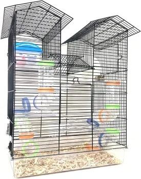 Large Twin Tower 5-Levels Crossing Level Tube Habitat Syrian Hamster Rodent Gerbil Mouse Mice Rat Wire Animal Cage Complete Accessories Hide House Running Wheel Deep Acrylic Clear Base
