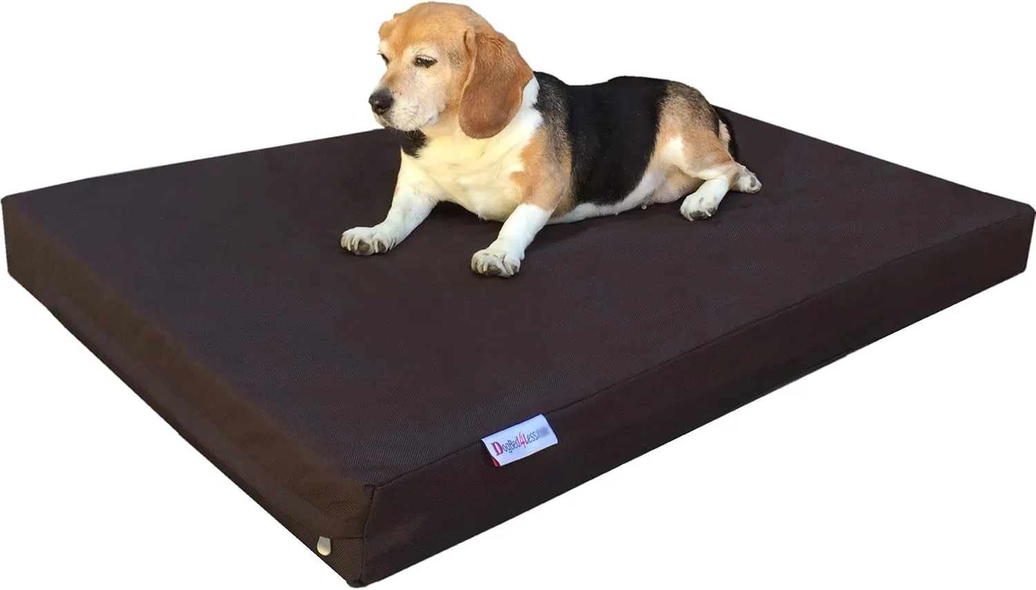 Medium Large Orthopedic Dog Bed with Memory Foam for Pet, Waterproof Liner with Strong Ballistic Nylon Brown External Cover, 37X27X4 Inches