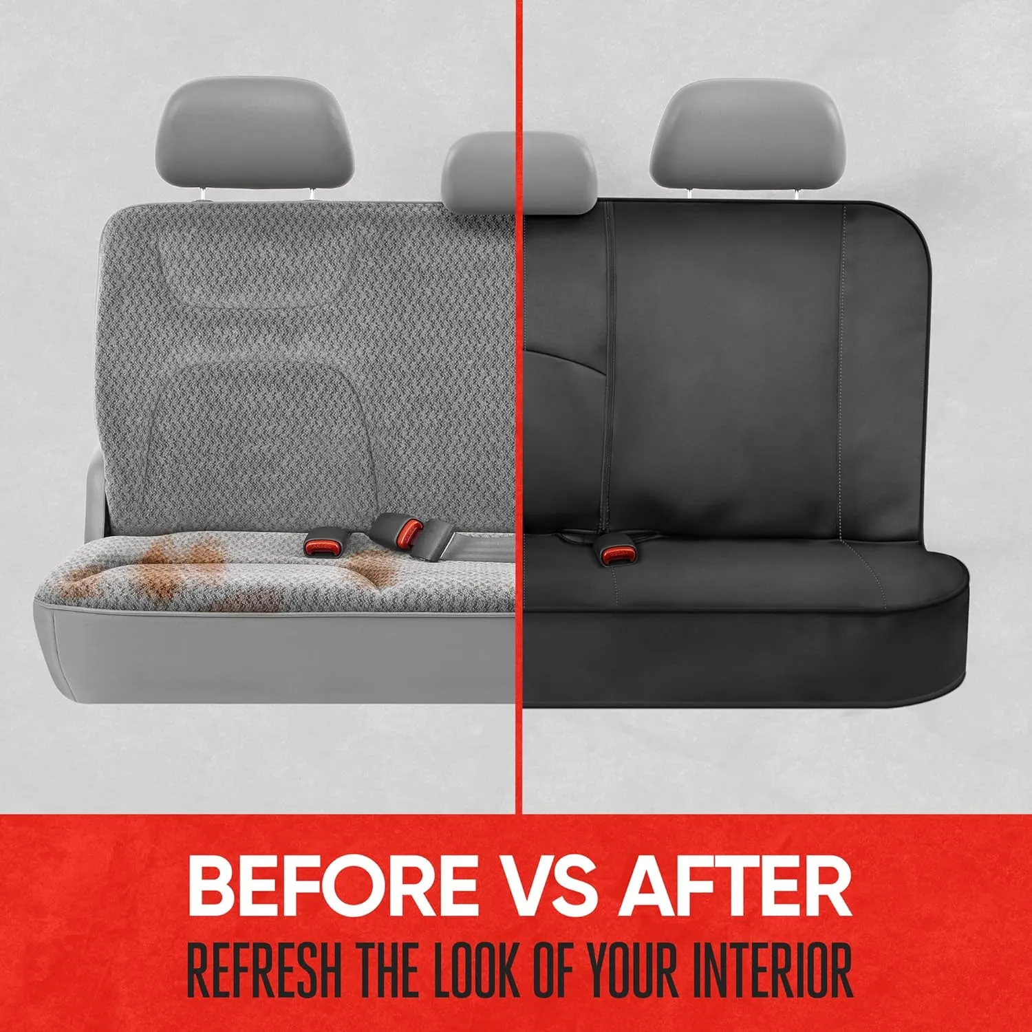 Motor Trend SpillGuard Neoprene Rear Seat Protector - Waterproof Bench Cover for Cars With Gray Stitching, Padding for Kids & Dogs