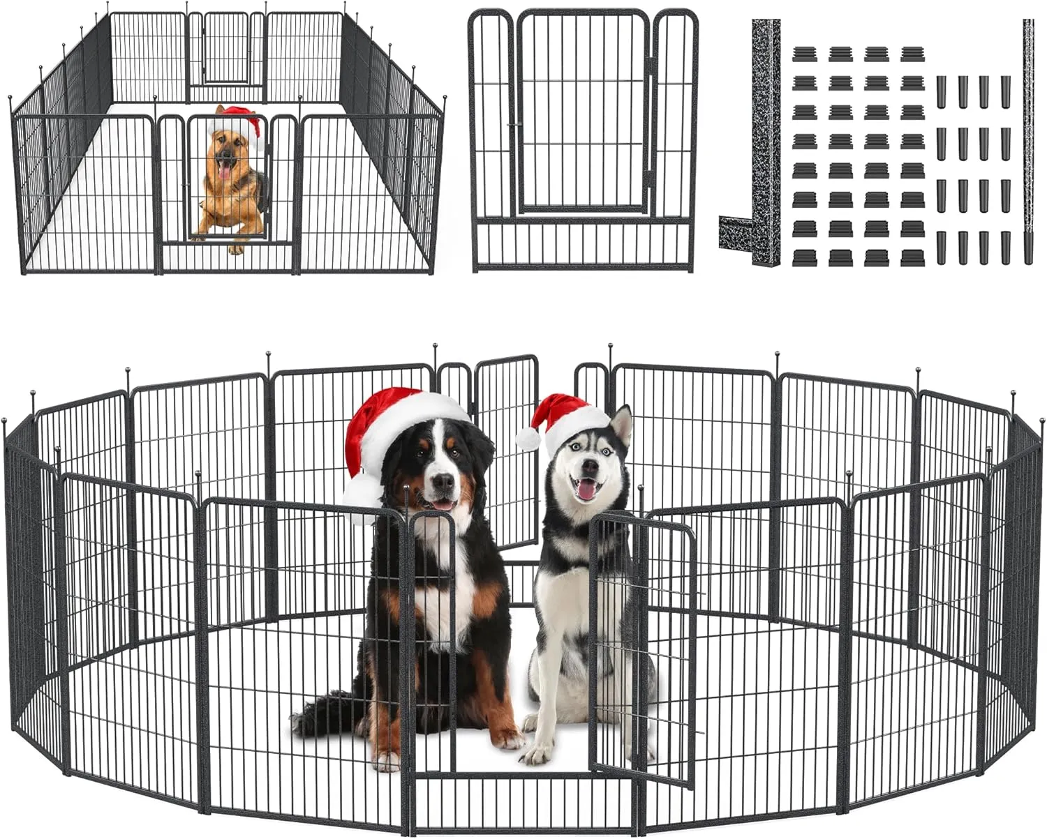 Mr IRONSTONE 40" Height Dog Playpen with Anti-Rust Coating  16 Panels Portable & Foldable Indoor/Outdoor Pet Fence for Large, Medium, or Small Dogs  Durable Exercise Pen