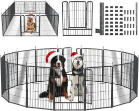 Mr IRONSTONE 40" Height Dog Playpen with Anti-Rust Coating  16 Panels Portable & Foldable Indoor/Outdoor Pet Fence for Large, Medium, or Small Dogs  Durable Exercise Pen