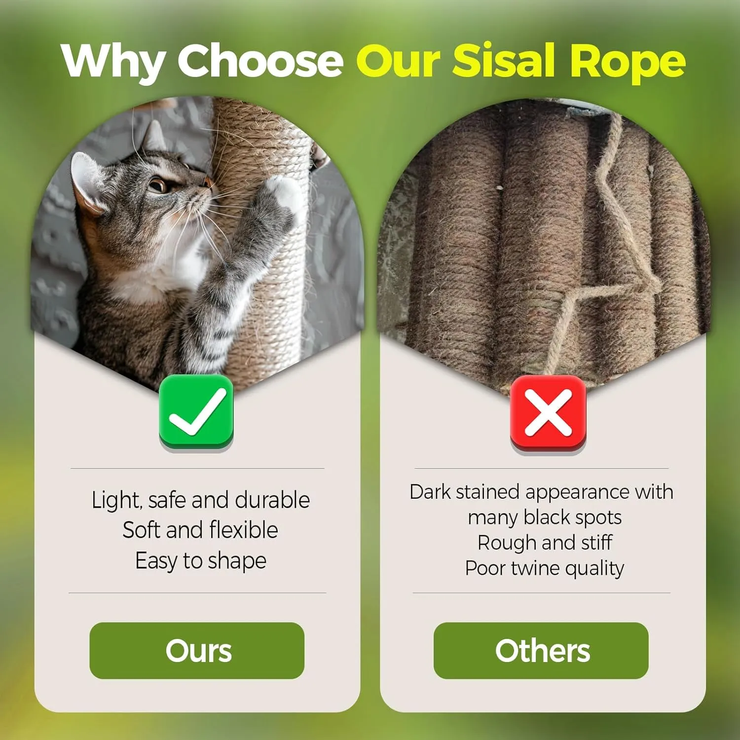 Natural Sisal Rope for Cat Scratching Posts, 3/8 Inch 100FT Abrasion Resistance Rope, Multipurpose for Cat Tree Repair, DIY Projects, Furniture Wrapping, Indoor/Outdoor Use (Beige)