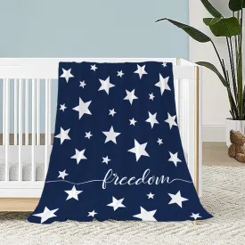 Neatee Living Patriotic Throw Blanket Baby Small 4th of July Memorial Day Fourth of July American Freedom Blanket Swaddle Toddler Pet Veteran Day Red White Blue Stars Fleece Lap Blanket 30x40