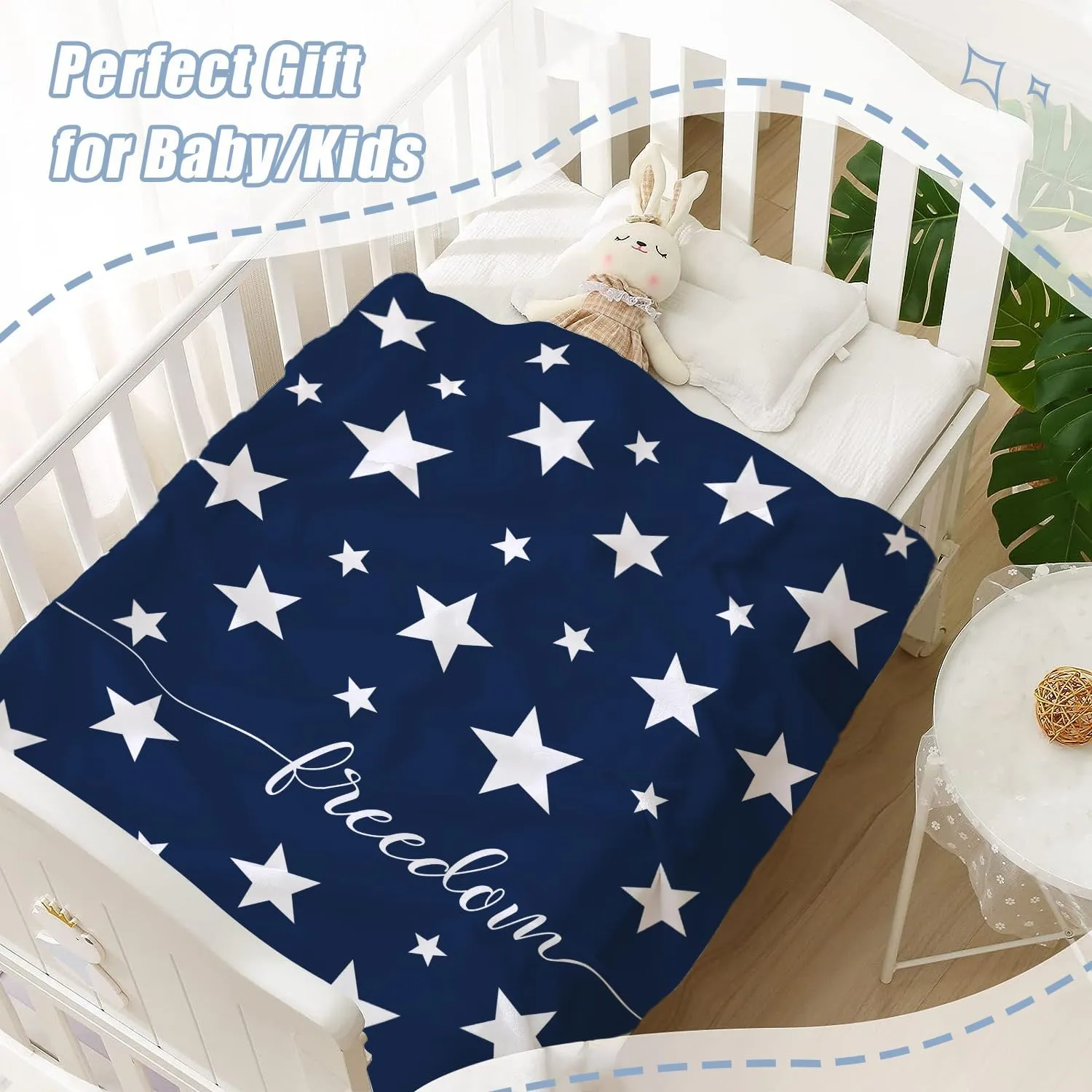 Neatee Living Patriotic Throw Blanket Baby Small 4th of July Memorial Day Fourth of July American Freedom Blanket Swaddle Toddler Pet Veteran Day Red White Blue Stars Fleece Lap Blanket 30x40
