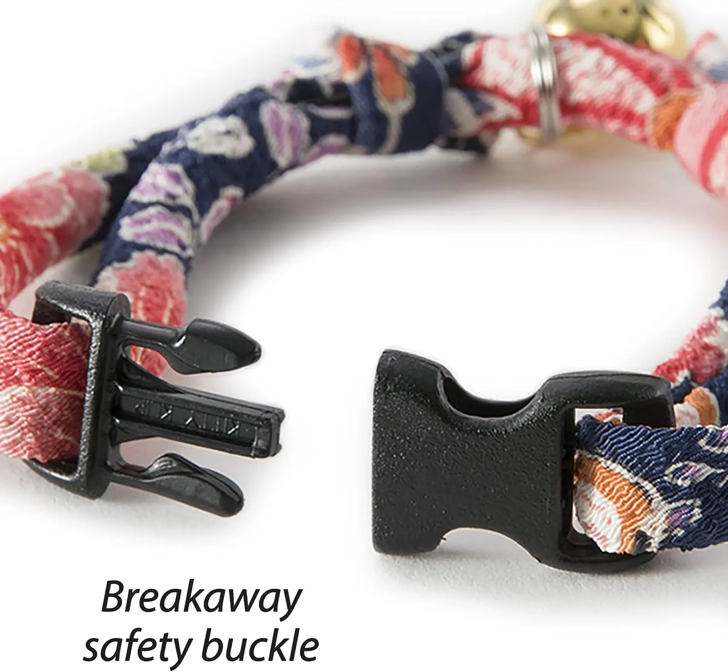 Necoichi Chirimen Hanabi Fireworks Cat Collar (Navy) with Bell Safety Breakaway Soft Lightweight for Cats Kitty Kitten Japanese Stylish Pattern, No.1 Seller in Japan