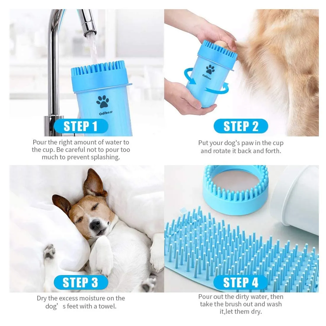 Newthinking Dog Paw Cleaner, Portable Paw Cleaner for Dogs with Silicone Grooming Brush, Quickly Washing Muddy Paws for Dogs and Cats (Medium)