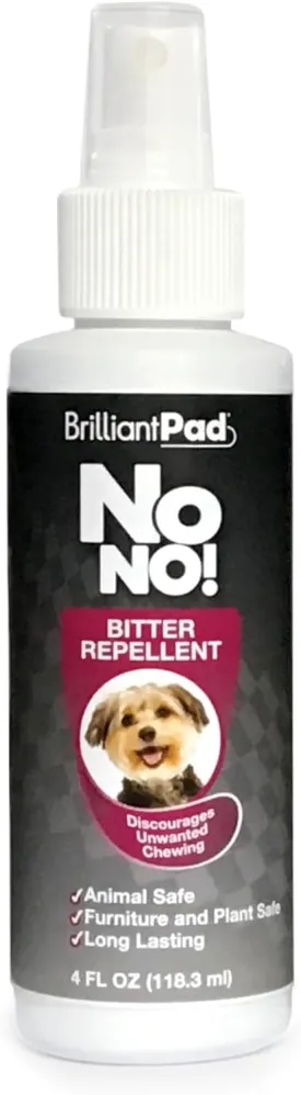 No No! Chew Deterrent Spray | Bitter Anti Chewing Pet Training Aid, Safe for Dog & Puppy, Protect Furniture | Stop Biting, Licking & Scratching | Repellent for Indoors & Outdoors Use | 4oz