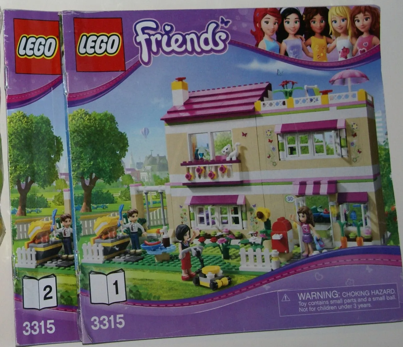 NOW RARE RETIRED LEGO Friends Kit: Olivia’s House (3315) with 3 Minifigures & 1 Cat, kitchen, Living, Bedroom, Bath, Gardens, Barbecue, Patio & Many Accessories. 695 PIECES, YEAR 2012, AGE 6 TO 12. COMPLETE BOX & BOOKLETS, BUILT ONCE