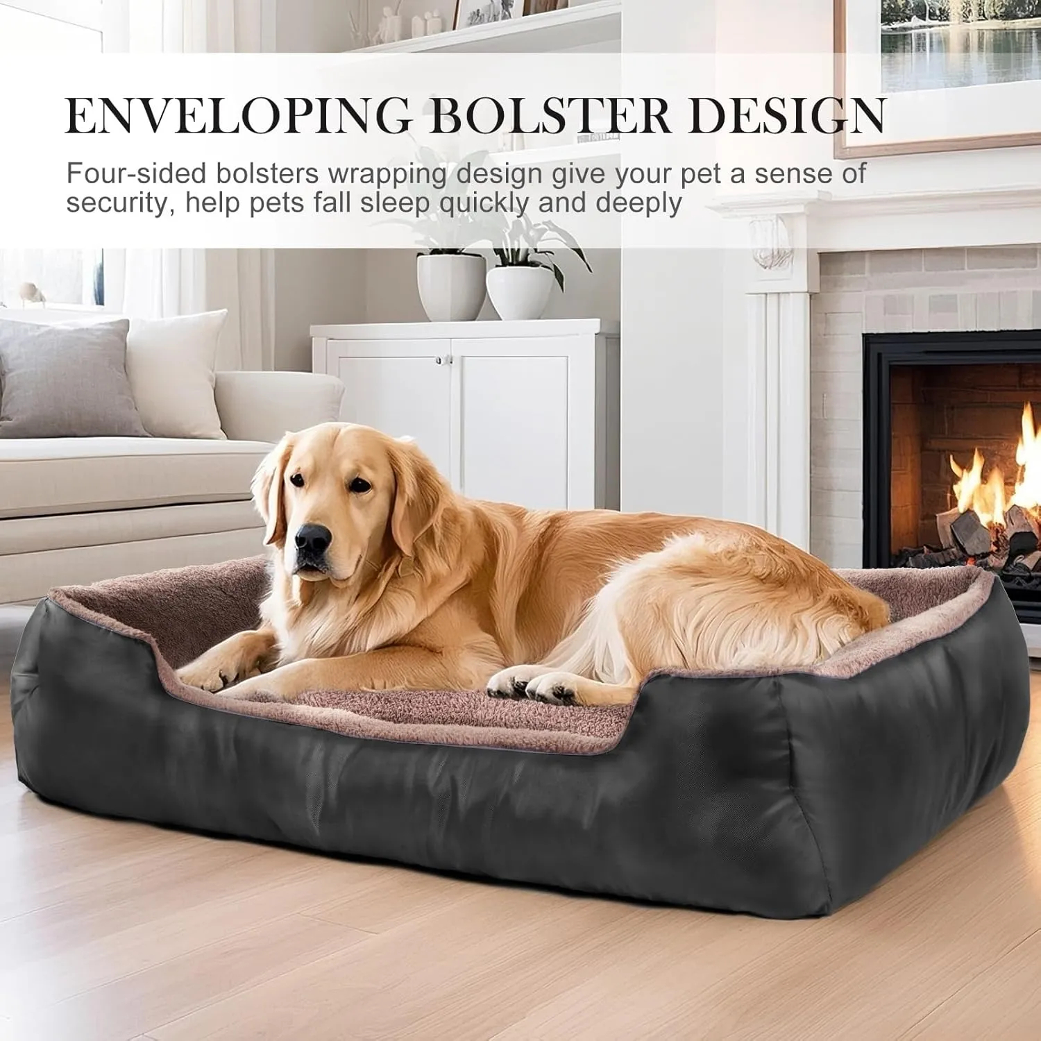 Orthopedic Dog Bed for Large Size Dogs, Soft Breathable Dog Bed Machine Washable, Pet Couch Bed with Non-Slip Base