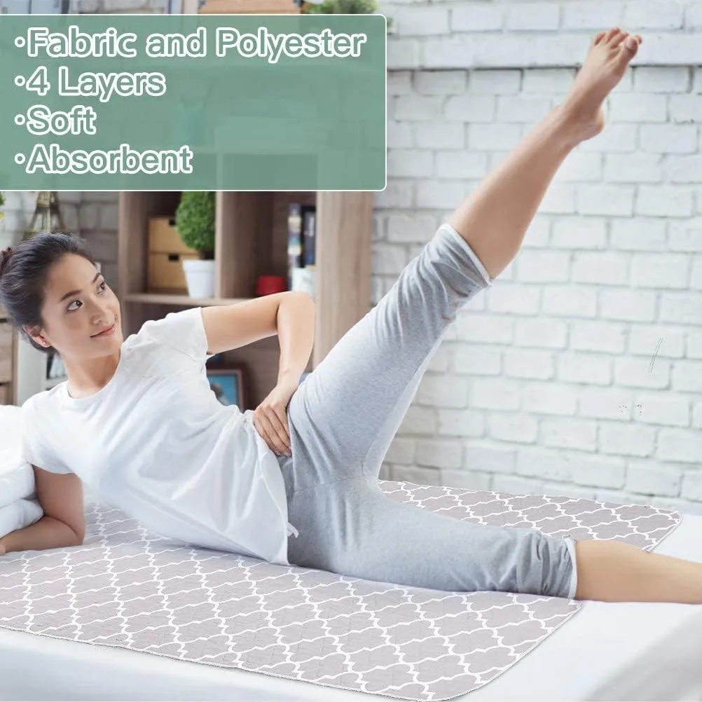 OUTCREATOR Washable Bed Pads 34" x 56" (Pack of 2), Incontinence Mattress Protector, Anti-Slip Waterproof Underpads for Adults Kids Elderly Pets, Absorbency & Reusable Bedwetting Pads (Gray)