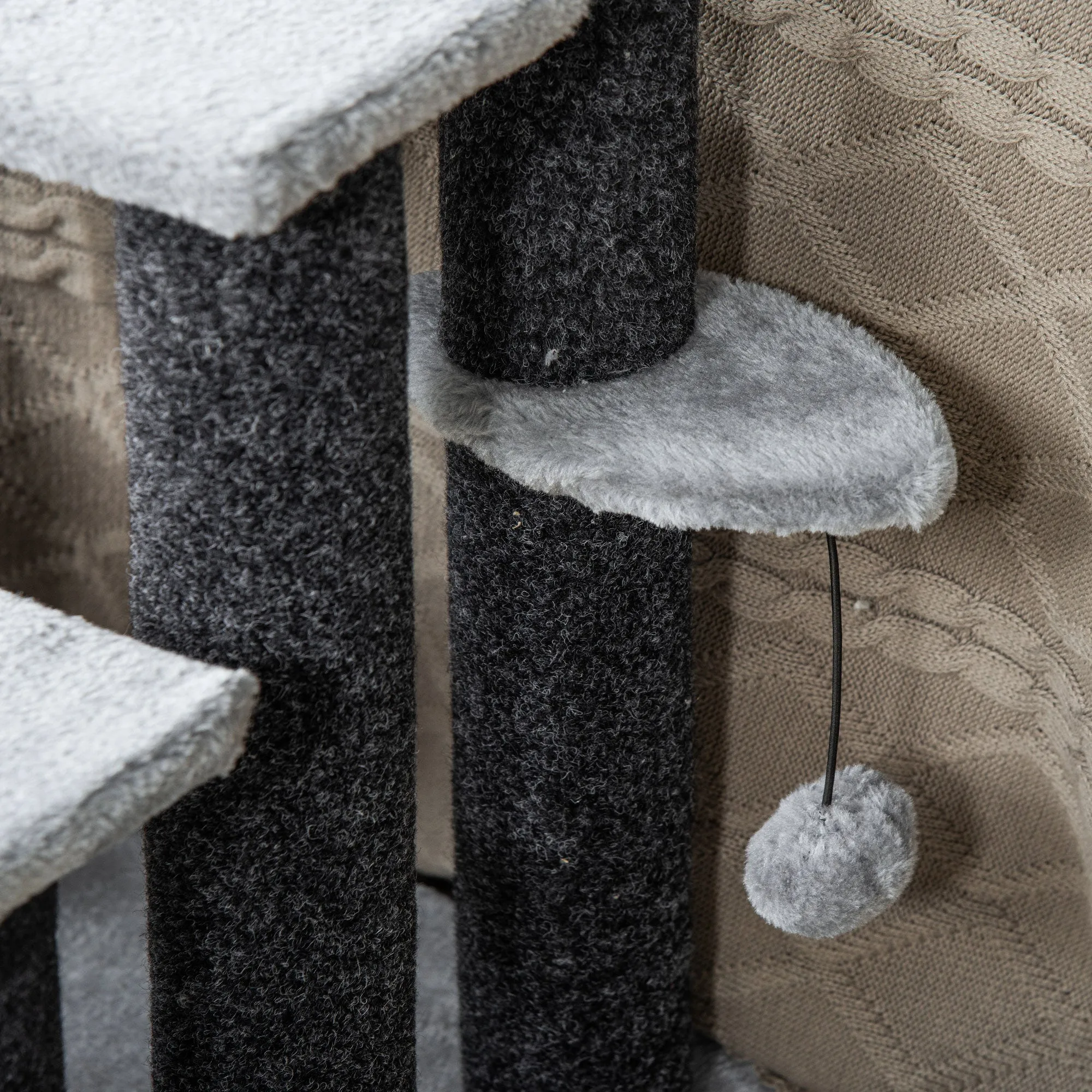 PawHut Pet Stairs with 4-step Stair, Scratching Posts, Platforms, Toy Ball