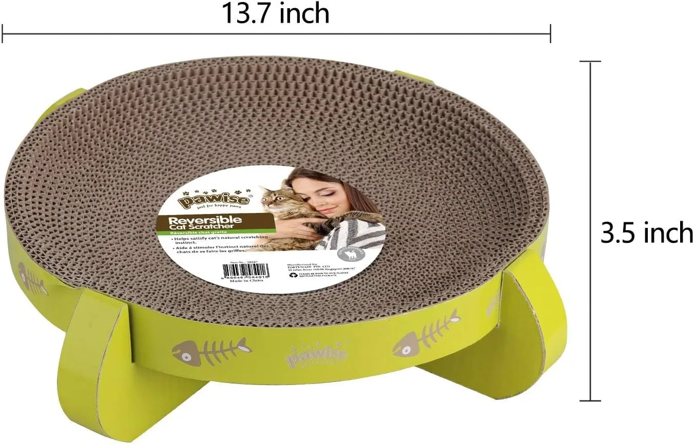 PAWISE UFO-Shaped Cat Scratcher Lounge  Reversible Cardboard Scratching Pad, Durable Cat Scratch Bowl & Bed, Interactive Scratcher for Indoor Cats & Kittens