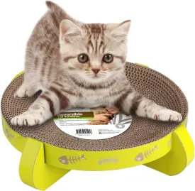 PAWISE UFO-Shaped Cat Scratcher Lounge  Reversible Cardboard Scratching Pad, Durable Cat Scratch Bowl & Bed, Interactive Scratcher for Indoor Cats & Kittens
