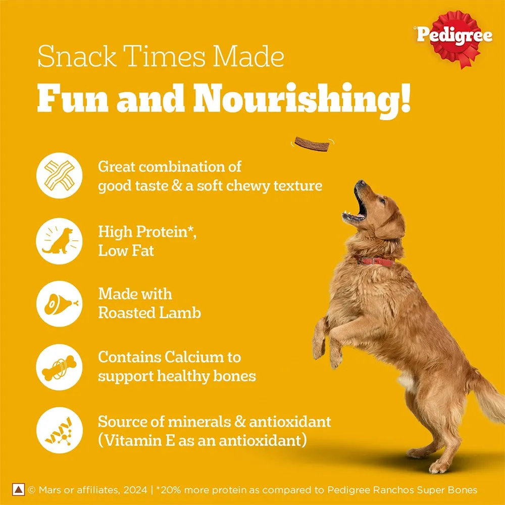 Pedigree Roasted Lamb Tasty Jerky Treat, Pet Vogue Dog-Shaped Plush Toy, & Trixie Hedgehog Ball Vinyl Toy Combo for Dogs