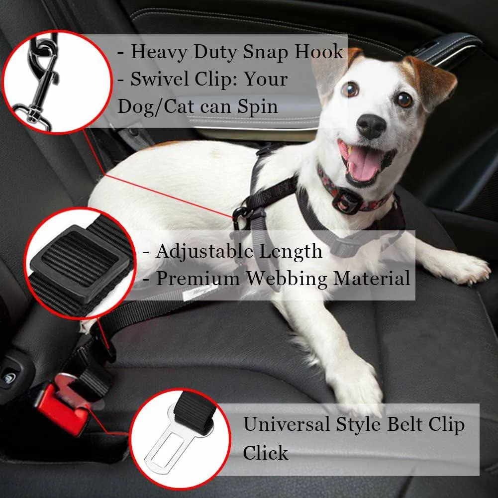 Pet Dog Leash Car Seat Belt Adjustable Lead Leash Safety Travel Clip