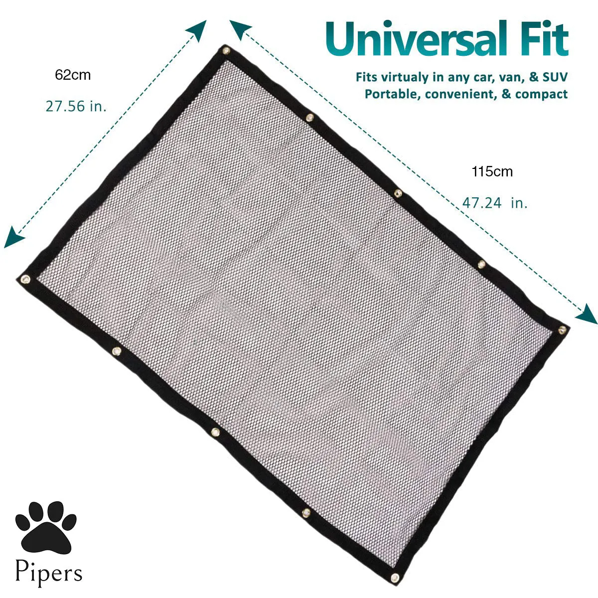 Pipers Pet Car Barrier Dog Mesh Net Safety Universal SUV Ute Truck Cat Back Seat