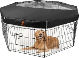 PJYuCien Dog Playpen Mesh Top Cover, Fits 24 Inch 8 Panels Regular Octagon Metal Exercise Pet Pen, Adhesive Tape Connections, Black (Note: Cover Only, Fence Not Included)