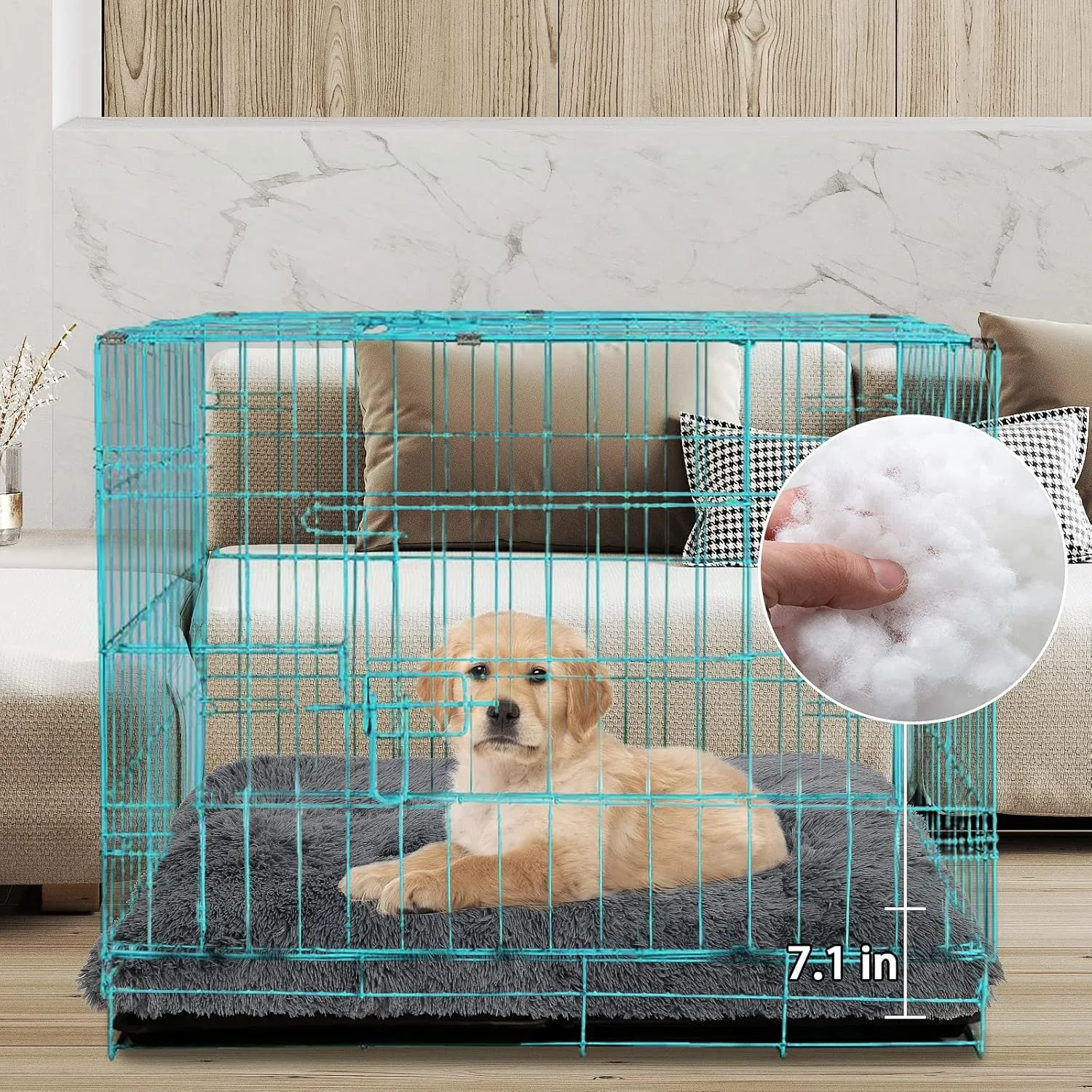 Plush Soft Pet Beds, Dog Crate Pad - Washable Anti-Slip for Large, Medium, Small Dogs & Cats (24" x 18", Grey)
