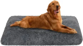 Plush Soft Pet Beds, Dog Crate Pad - Washable Anti-Slip for Large, Medium, Small Dogs & Cats (24" x 18", Grey)