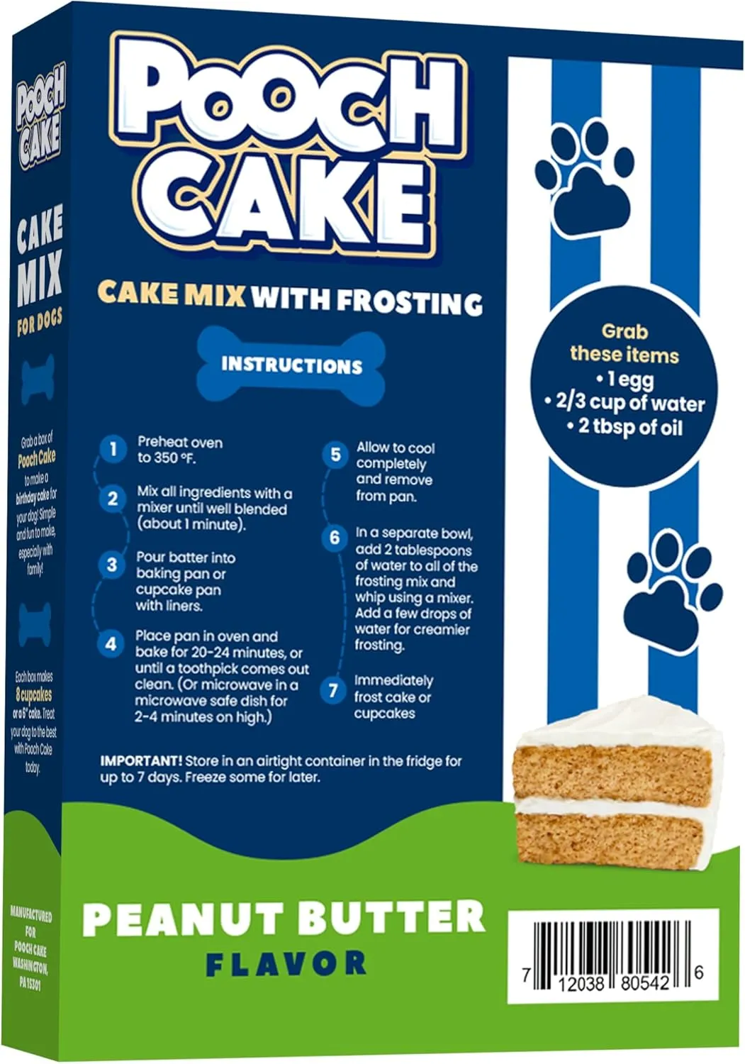 Pooch Cake Dog Birthday Cake Mix, Peanut Butter Flavor