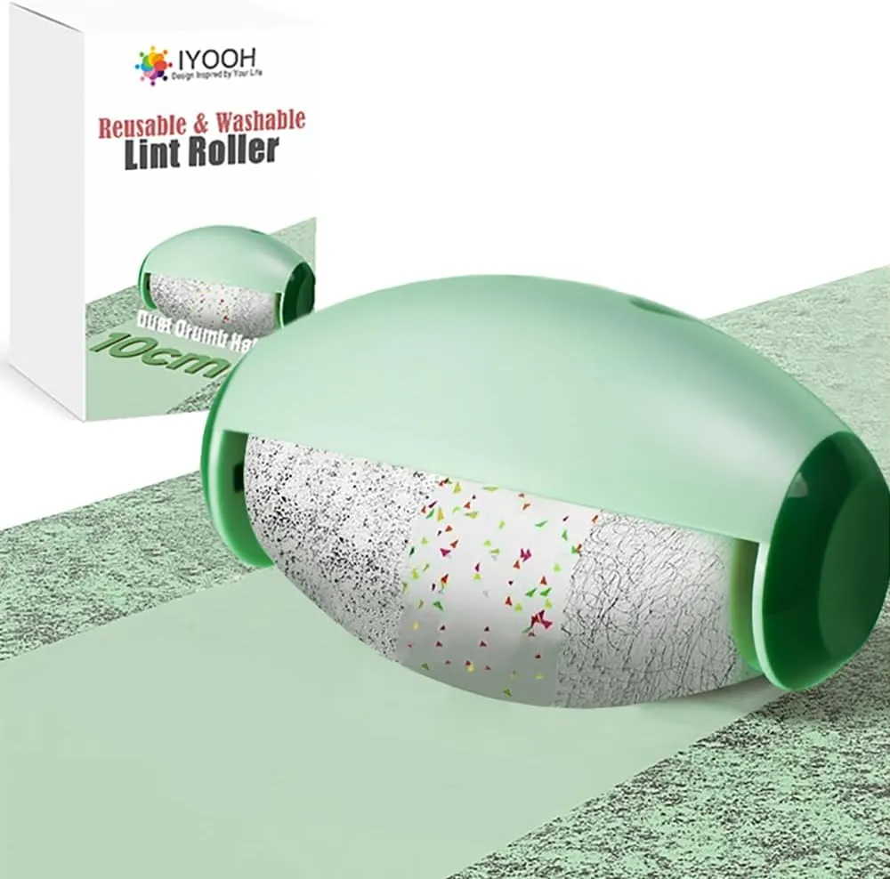 Reusable Lint Roller Ball, Mini Travel Size Lint Roller for Clothes, On The Go Small Portable Lint Ball Remover for Clothes and Pet Hair, Extra Sticky & Washable Gel (Green)