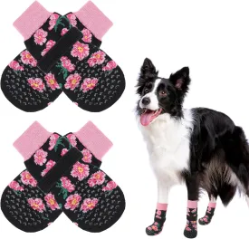 SCENEREAL Anti Slip Dog Socks for Hot/Cold Pavement, Double Sides Dog Boots & Paw Protectors to Prevent Licking Paws, Non Slip Anti Twist Small Medium Large Senior Dogs Socks for Hardwood Floors