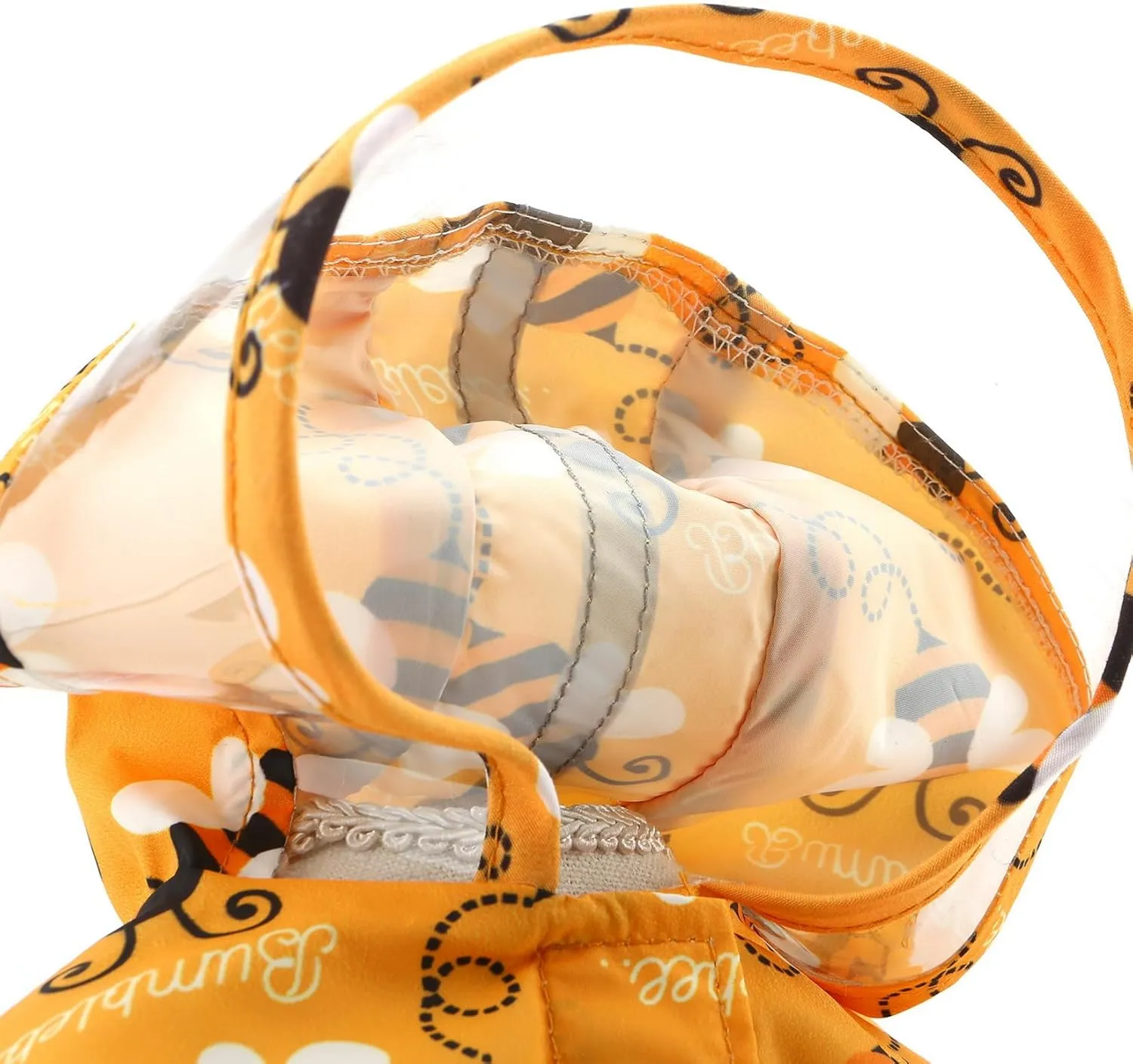 SMALLLEE_LUCKY_STORE Cute Bumble Bee Pattern Dog Raincoat with Clear Hood and Harness Hole Adjustable Waterproof Rain Jacket for Small Medium Large Dogs Boy Girl Reflective Pet Poncho, Orange, L
