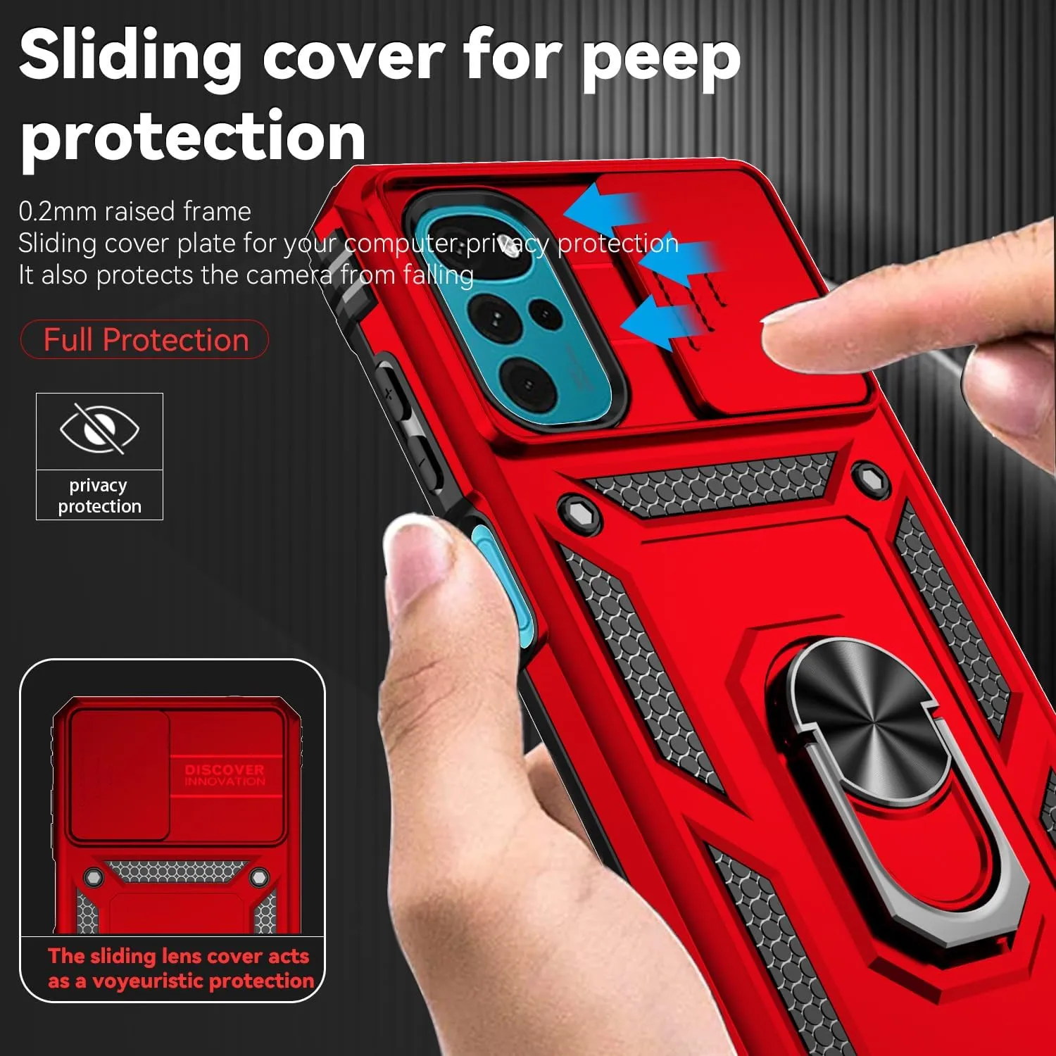 SMKY for Moto G Play 2024 Case,with Screen Protectors and Camera Cover,[Military Grade] 16ft.Drop Tested with Magnetic Kickstand Protective Case for Motorola G Play 4G 2024 6.5 inch, Red