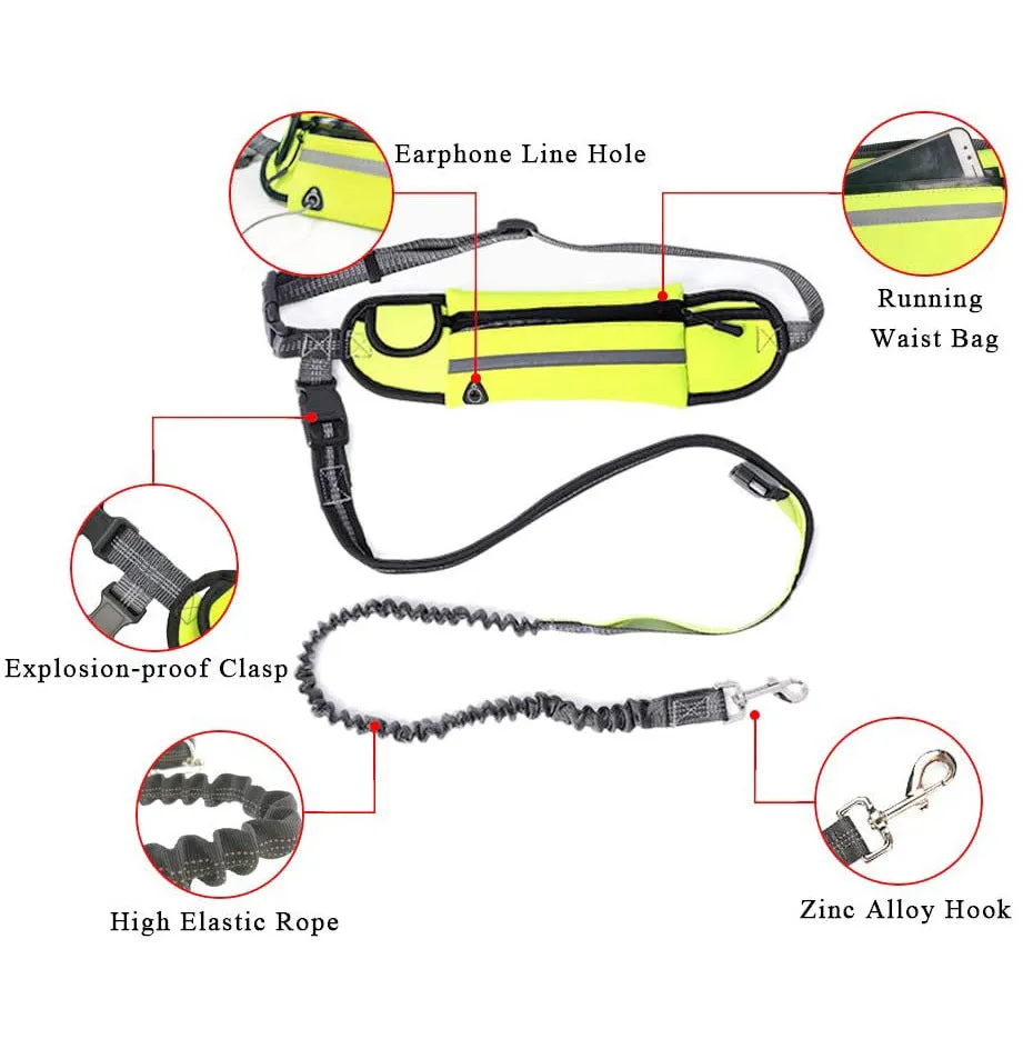 SOGA 2X Yellow Adjustable Hands Free Pet Leash Bag Dog Lead Walking Running Jogging Pet Essentials