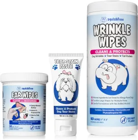 Squishface Tear Stain Paste   Wrinkle Wipes   Dog Ear Wipes Bundle - for Dogs with Wrinkles, Tear Stains, Tail Pockets, Irritated Paws & More - Great for All Breeds!
