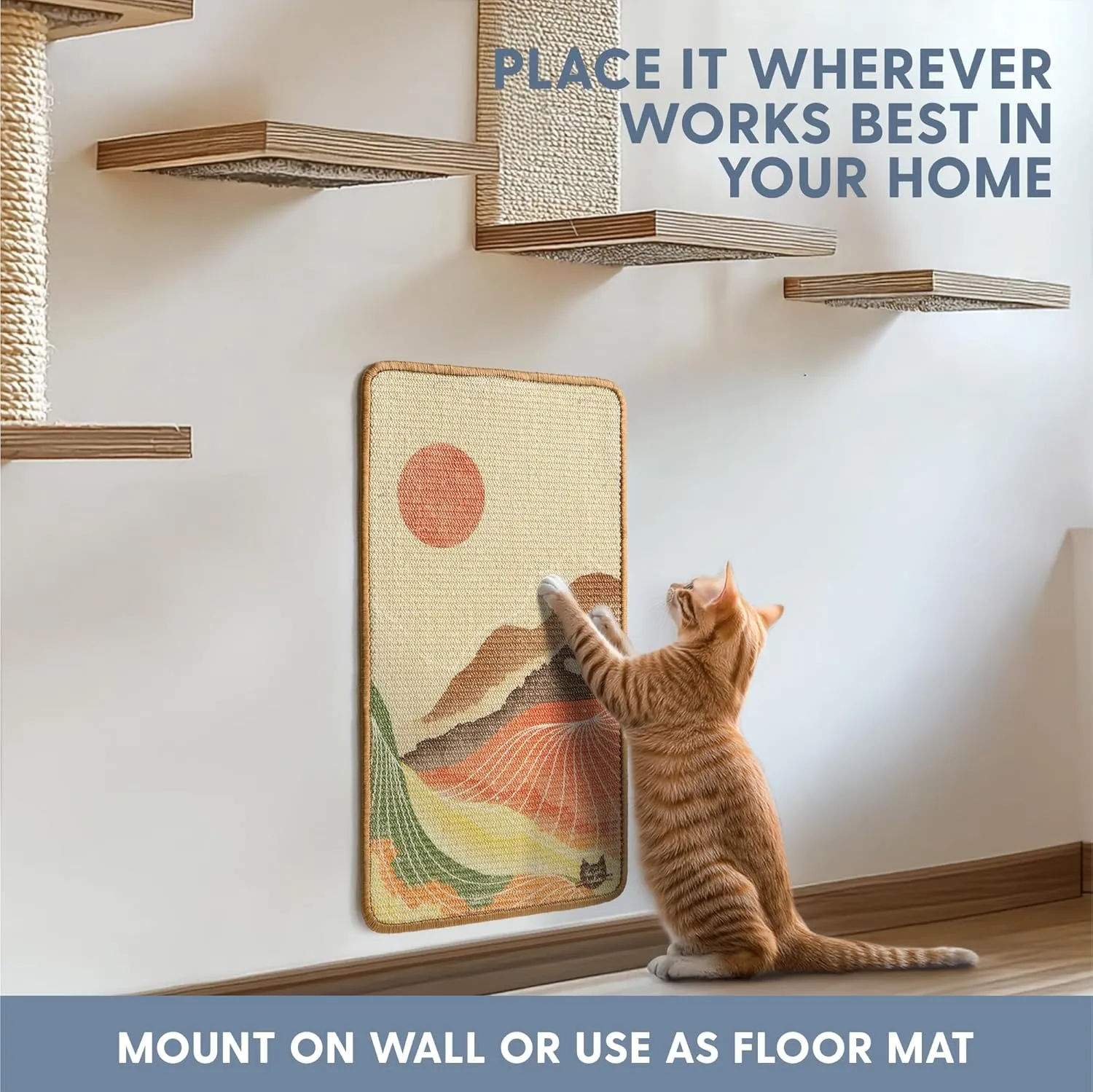 The Cat Ladies Scratching Poster - Wall Scratcher Pads - Scratch Mat Art Print for Indoor Cats - Furniture, Couch, and Carpet Protector - Wall Mounted or Floor Sisal Scratchers